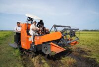 Presiden RI Prabowo Subianto melalukan kunjungan perdanananya ke Merauke melihat langsung proses tanam dan panen padi oleh para petani. (Dok. Tim Media Prabowo)