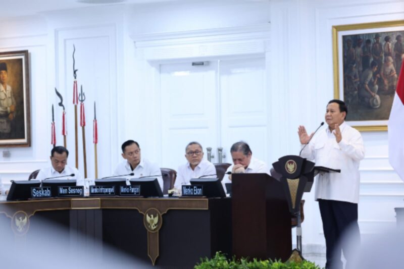 Presiden Prabowo Subianto saat Sidang Kabinet Paripurna di Jakarta, Rabu (22/01/2025). (Dok. Tim Komunikasi Prabowo Subianto)