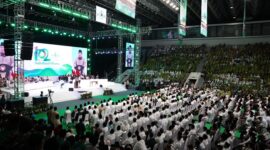 Acara 102 Tahun Nahdlatul Ulama bertajuk “Bekerja Bersama Umat untuk Indonesia Maslahat” di Istora Senayan. (Dok. Tim Media Prabowo)

