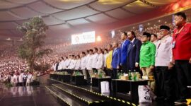 Acara peringatan HUT ke-17 Partai Gerindra yang digelar di Sentul International Convention Center (SICC), Sentul, Bogor. (Facebook.com @Prabowo Subianto)

